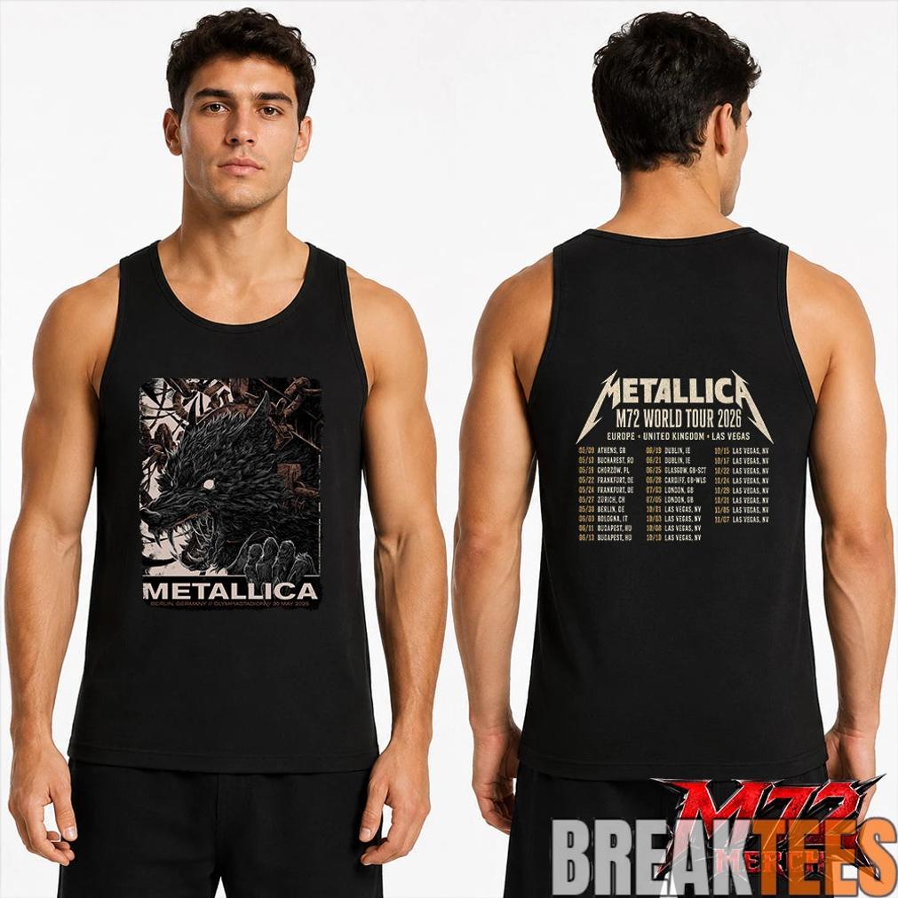 Metallica M72 World Tour May 30 2026 At Olympiastadion Berlin Germany Wolf Eclipse Artwork Two Sided T-Shirt