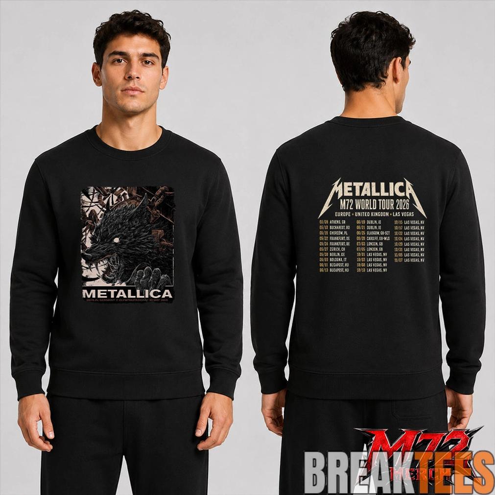 Metallica M72 World Tour May 30 2026 At Olympiastadion Berlin Germany Wolf Eclipse Artwork Two Sided T-Shirt