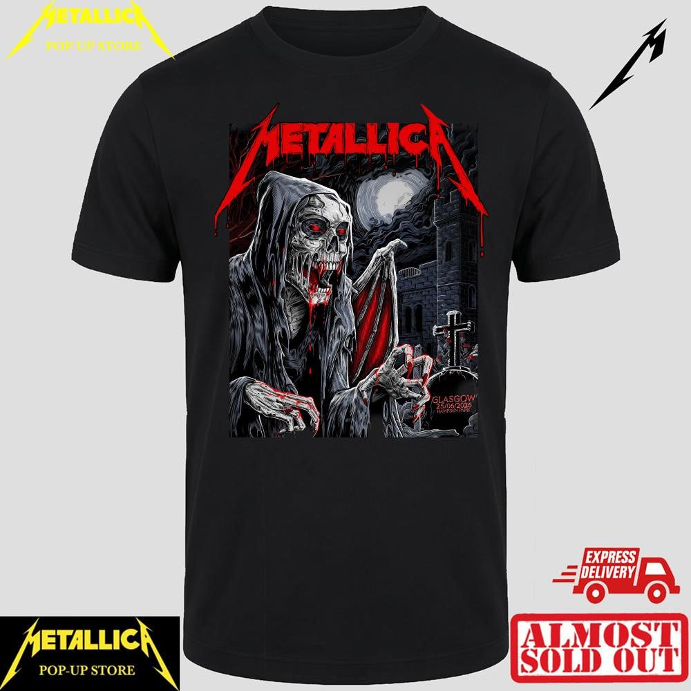 Metallica Reaper Artwork T-Shirt – Glasgow Scotland 2026 Event Merch