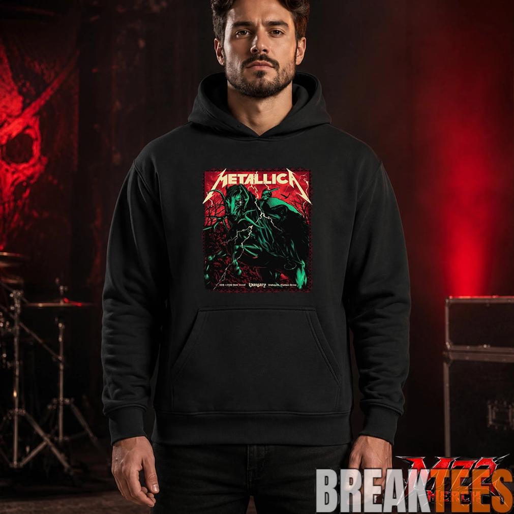 Metallica World Tour M72 June 11 & 13 2026 Budapest Hungary Puskás Aréna Horseman Lightning T-Shirt