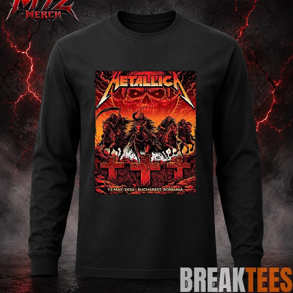 Metallica World Tour M72 May 13 2026 Bucharest Romania Arena Națională Creeping Death Setlist Four Horsemen Skull T-Shirt