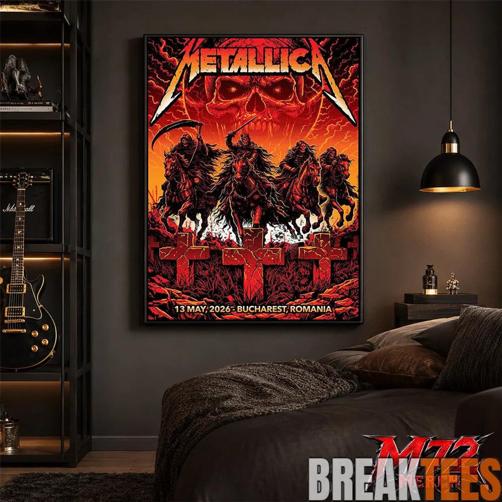 Metallica World Tour M72 May 13 2026 Bucharest Romania Arena Naional Four Horsemen Skull Poster Canvas
