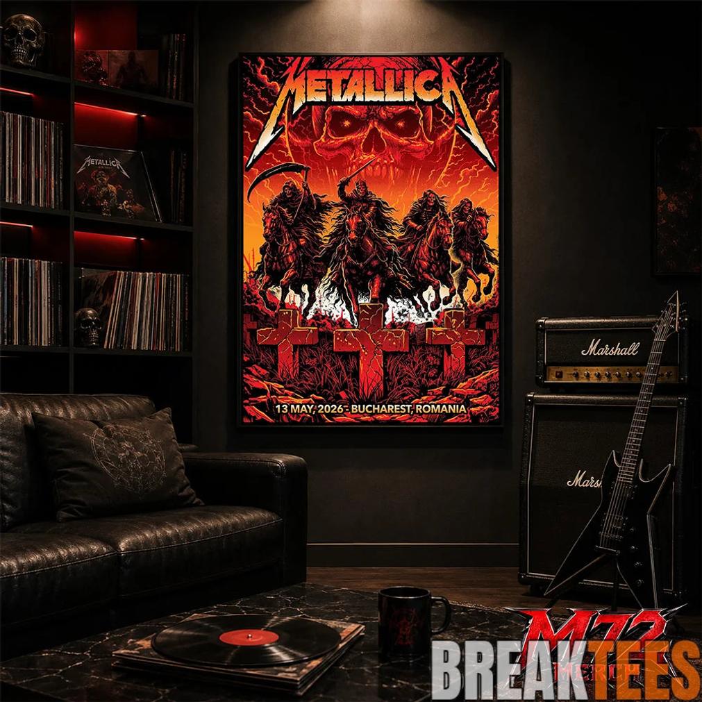 Metallica World Tour M72 May 13 2026 Bucharest Romania Arena Naional Four Horsemen Skull Poster Canvas