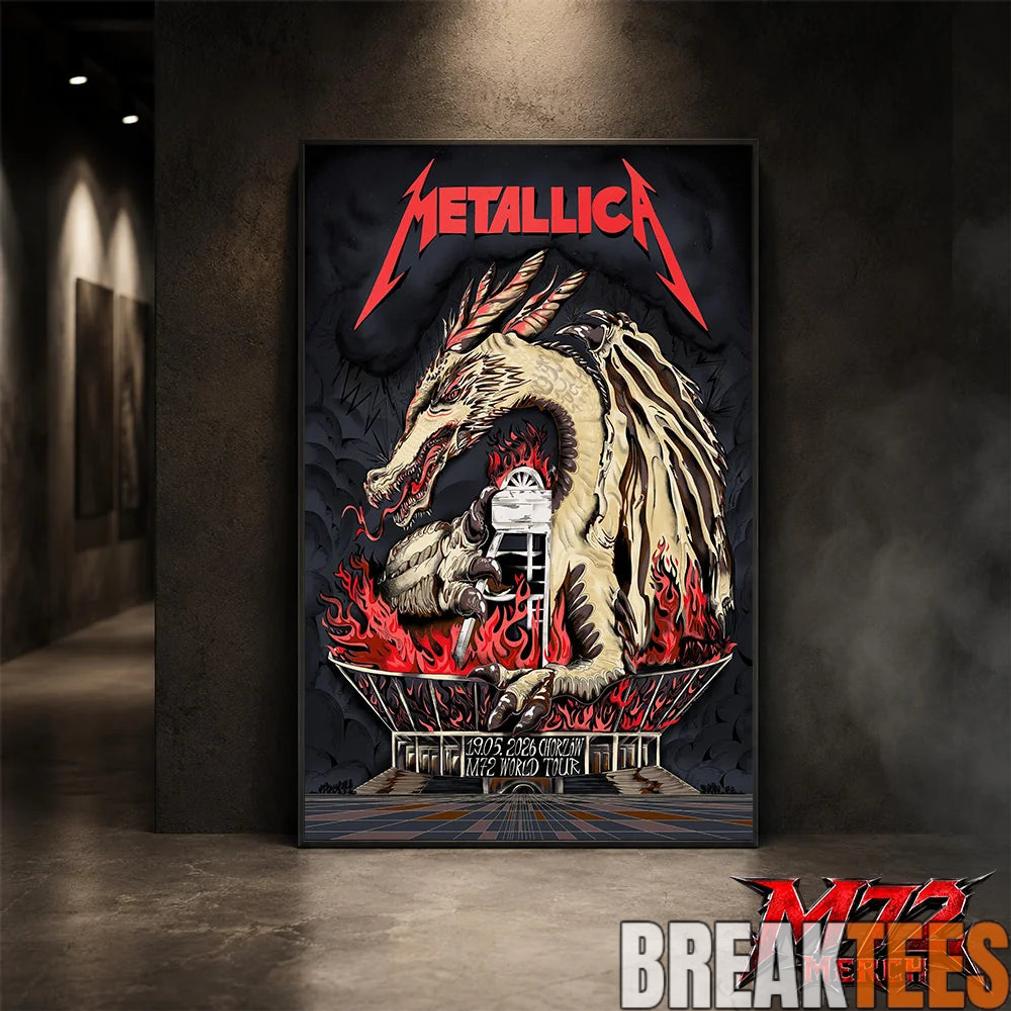 Metallica World Tour M72 May 19 2026 Chorzów Poland Stadion Śląski Dragon Stadium Poster Canvas