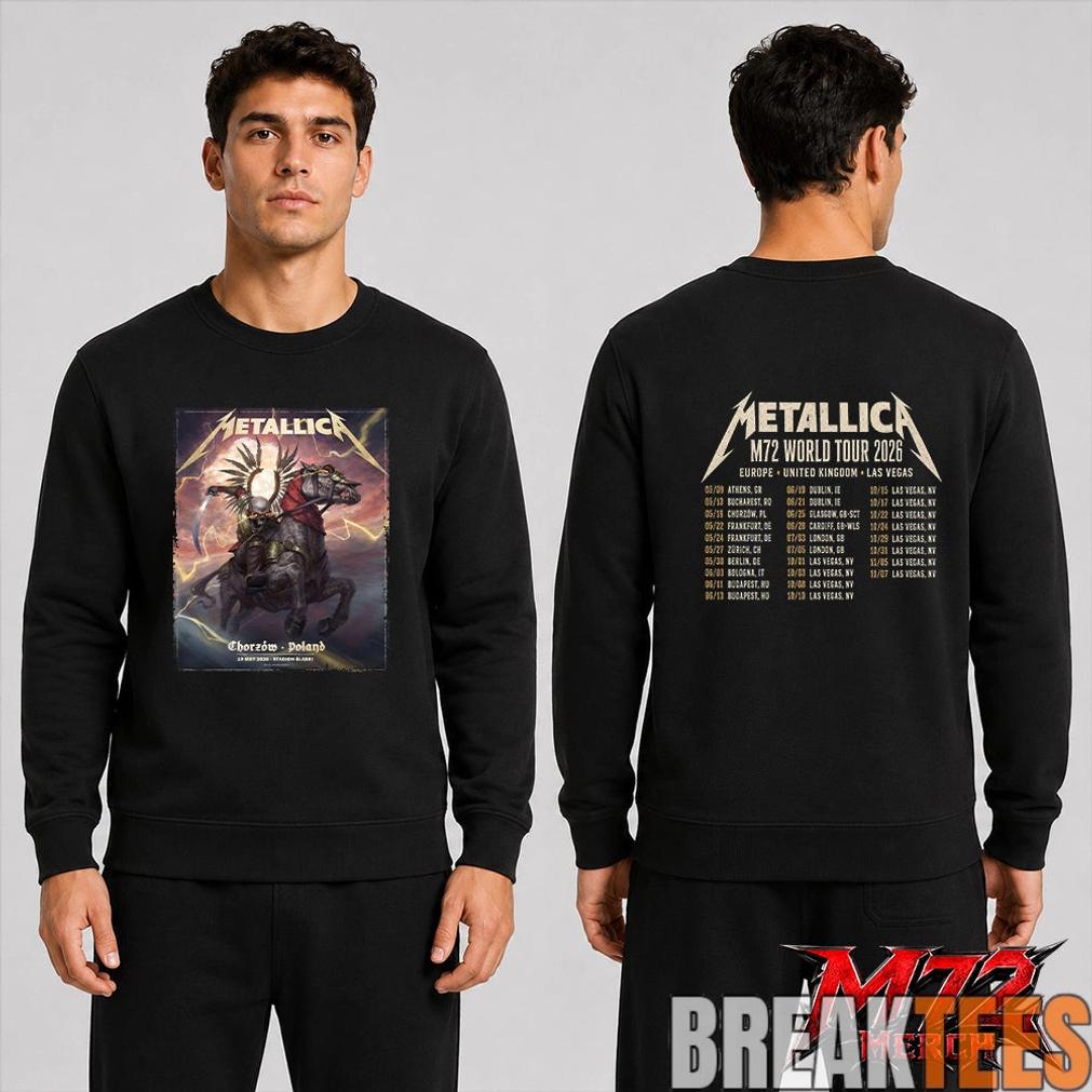 Metallica World Tour M72 May 19 2026 Chorzów Poland Stadion Śląski Horseman Skull Two Sided T-Shirt