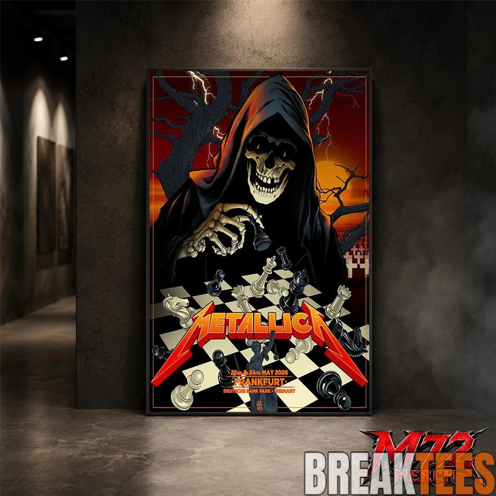 Metallica World Tour M72 May 22 24 2026 Frankfurt Germany Deutsche Bank Park Grim Reaper Chess Canvas Poster