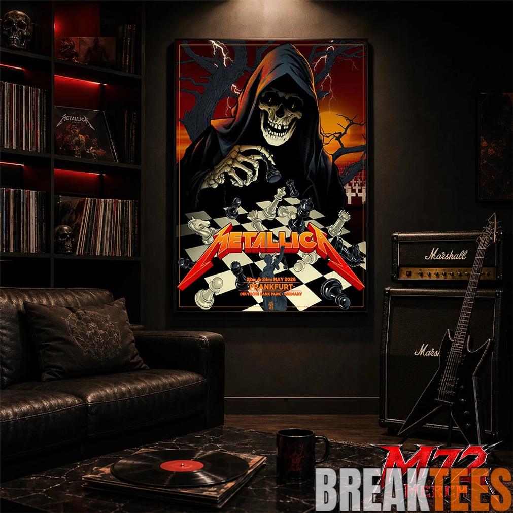 Metallica World Tour M72 May 22 24 2026 Frankfurt Germany Deutsche Bank Park Grim Reaper Chess Canvas Poster