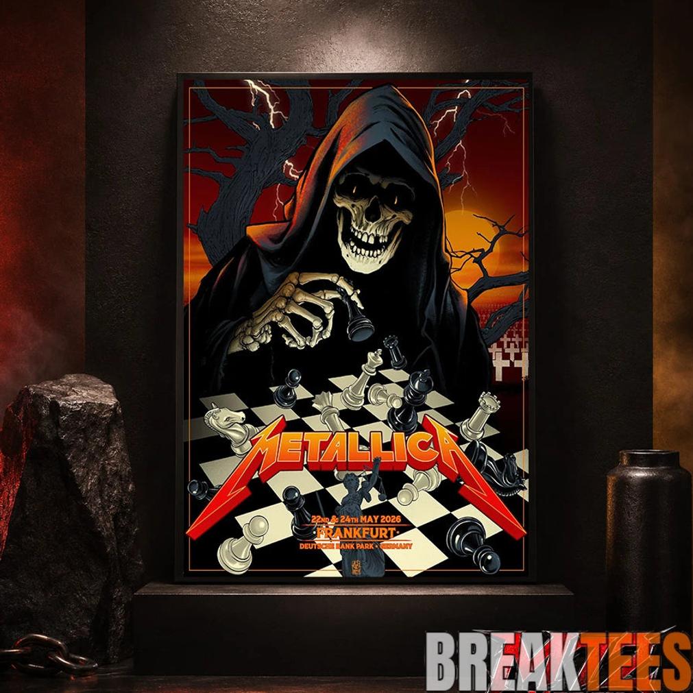 Metallica World Tour M72 May 22 24 2026 Frankfurt Germany Deutsche Bank Park Grim Reaper Chess Canvas Poster