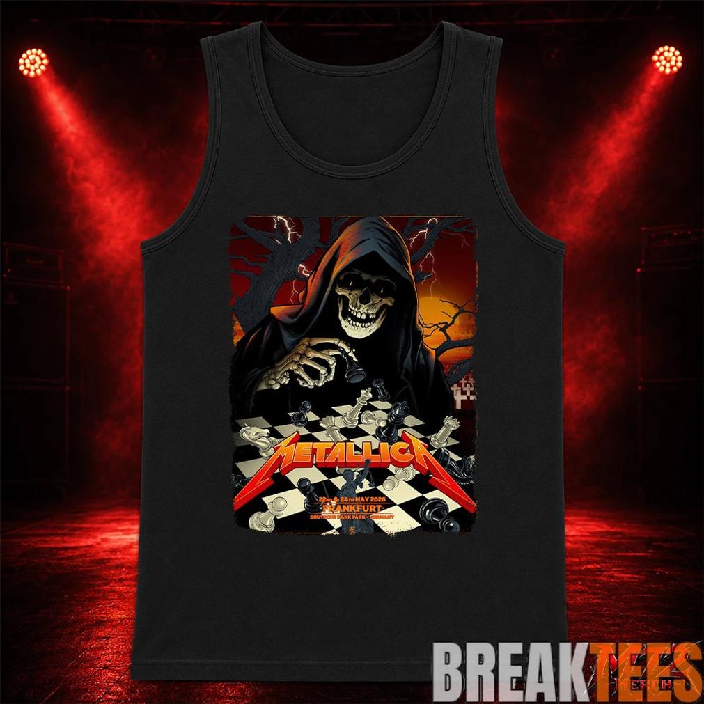 Metallica World Tour M72 May 22 & 24 2026 Frankfurt Germany Deutsche Bank Park Grim Reaper Chess T-Shirt