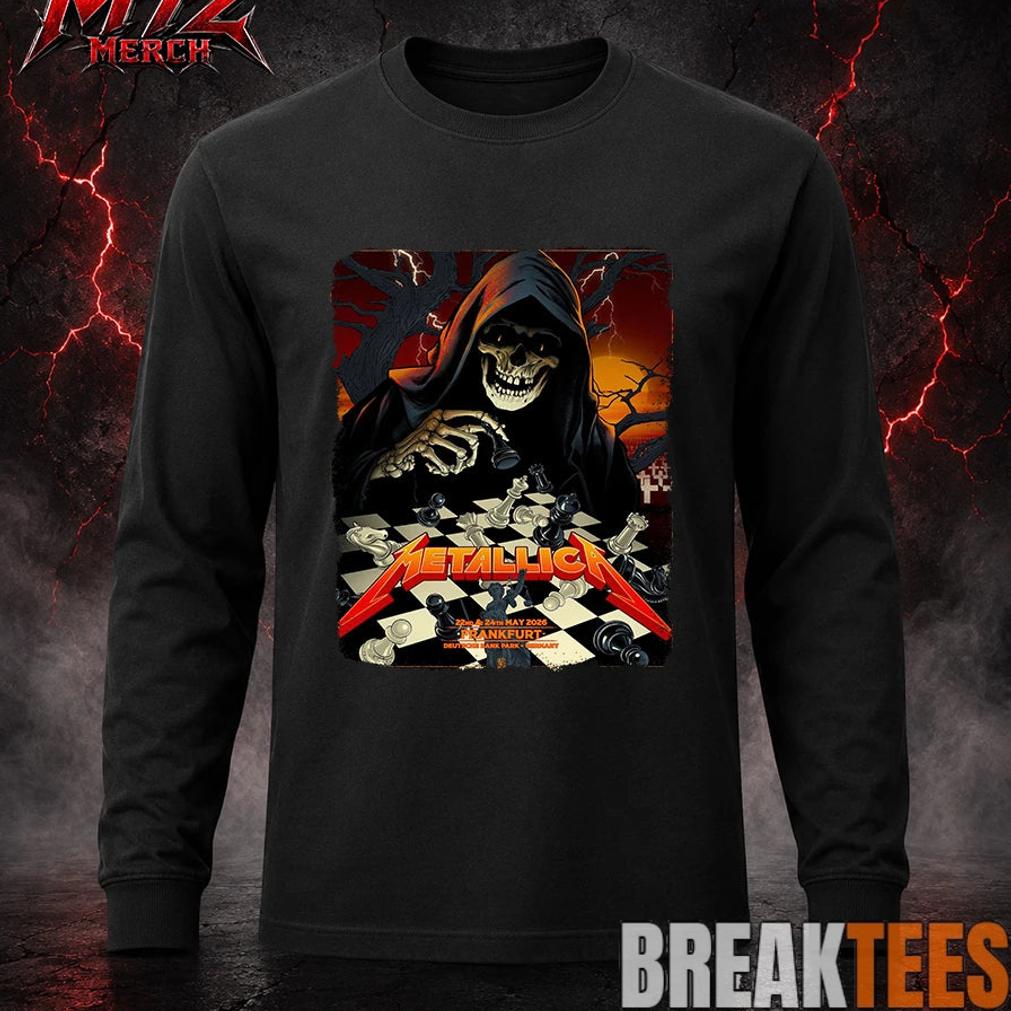 Metallica World Tour M72 May 22 & 24 2026 Frankfurt Germany Deutsche Bank Park Grim Reaper Chess T-Shirt