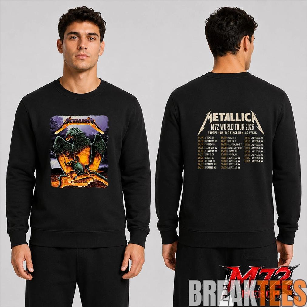 Metallica World Tour M72 May 24 2026 Frankfurt Germany Deutsche Bank Park Eagle Skull Storm Two Sided T-Shirt