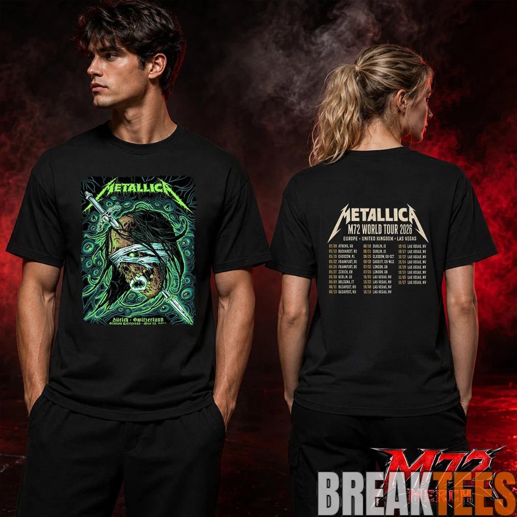 Metallica World Tour M72 May 27 2026 Zürich Switzerland Stadion Letzigrund Mummy Dagger Eye 2 Side T-Shirt