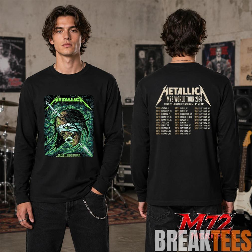Metallica World Tour M72 May 27 2026 Zürich Switzerland Stadion Letzigrund Mummy Dagger Eye 2 Side T-Shirt