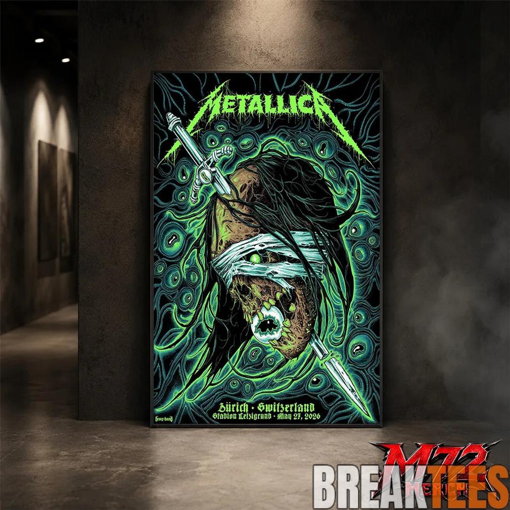 Metallica World Tour M72 May 27 2026 Zürich Switzerland Stadion Letzigrund Mummy Dagger Eye Canvas Poster