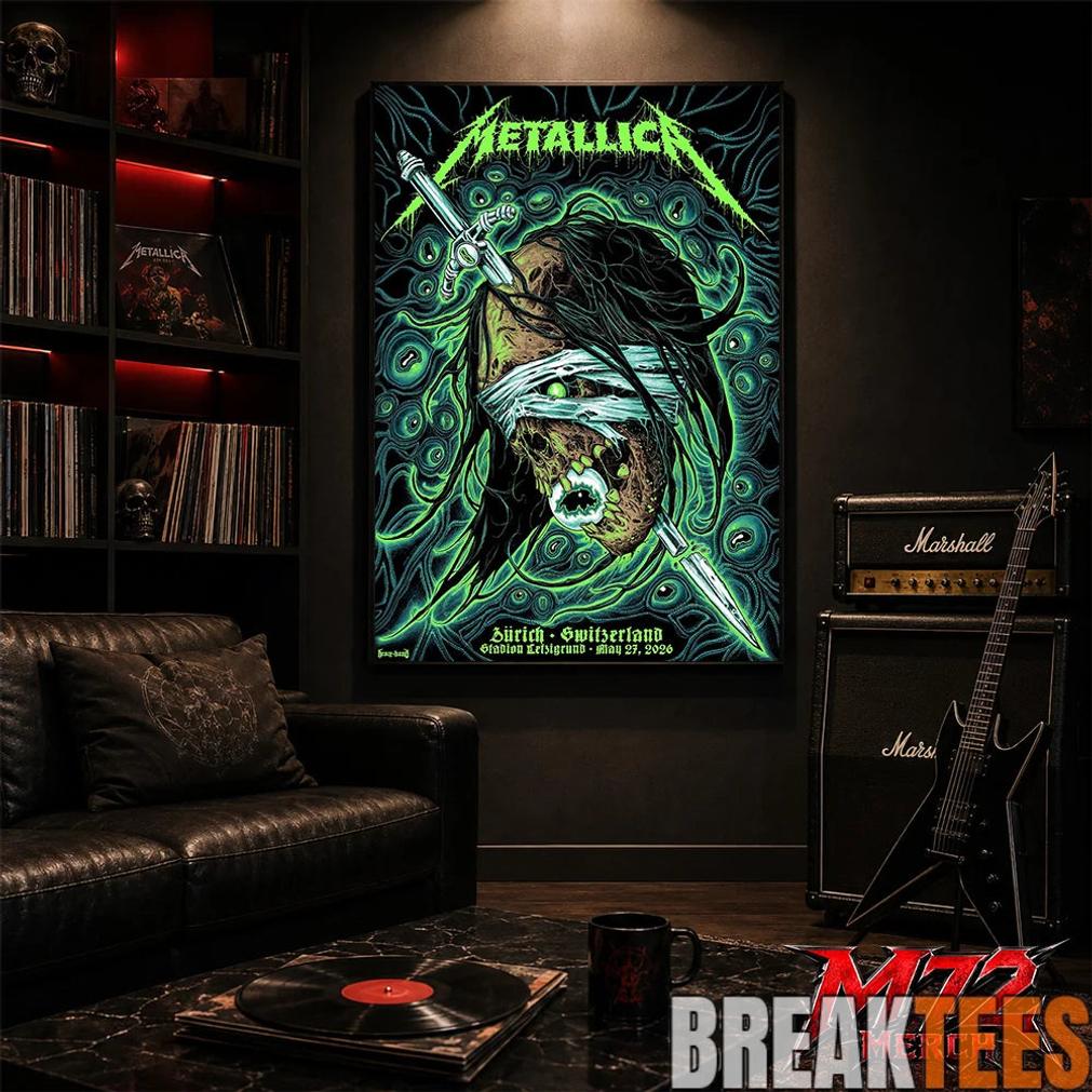 Metallica World Tour M72 May 27 2026 Zürich Switzerland Stadion Letzigrund Mummy Dagger Eye Canvas Poster