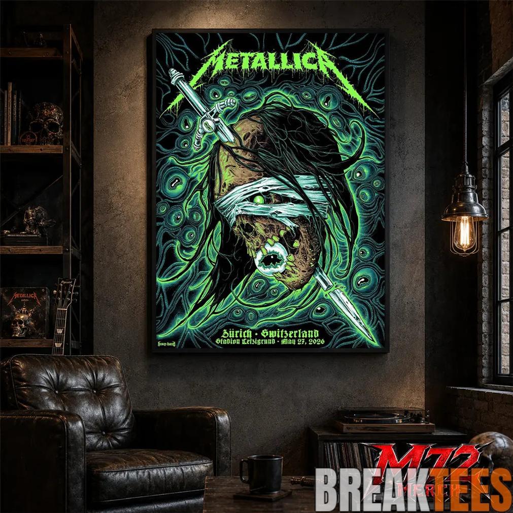 Metallica World Tour M72 May 27 2026 Zrich Switzerland Stadion Letzigrund Mummy Dagger Eye Canvas Poster