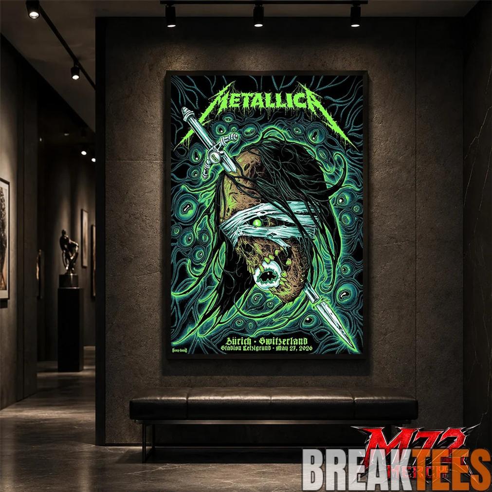 Metallica World Tour M72 May 27 2026 Zrich Switzerland Stadion Letzigrund Mummy Dagger Eye Canvas Poster