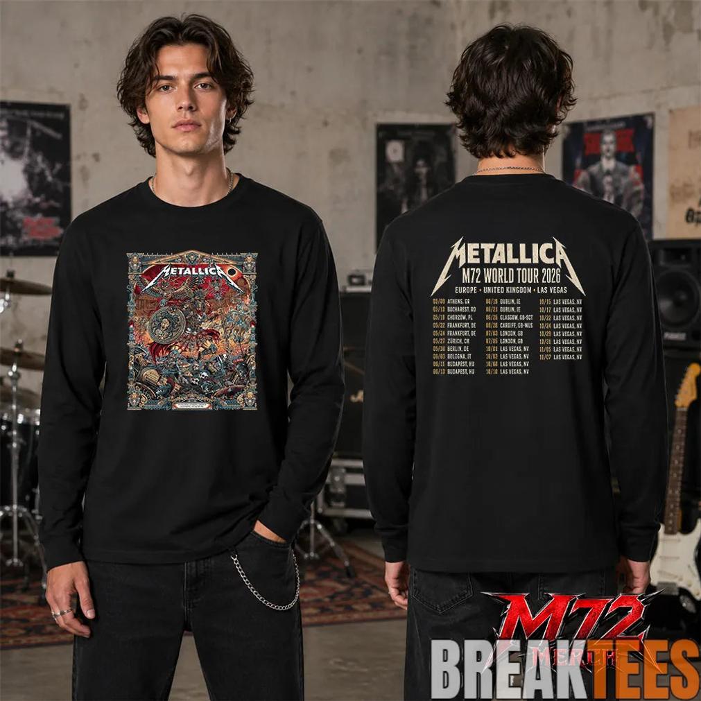 Metallica World Tour M72 May 9 2026 Athens Greece Olympic Stadium Creeping Death Setlist Battle Warrior Two Sided T-Shirt