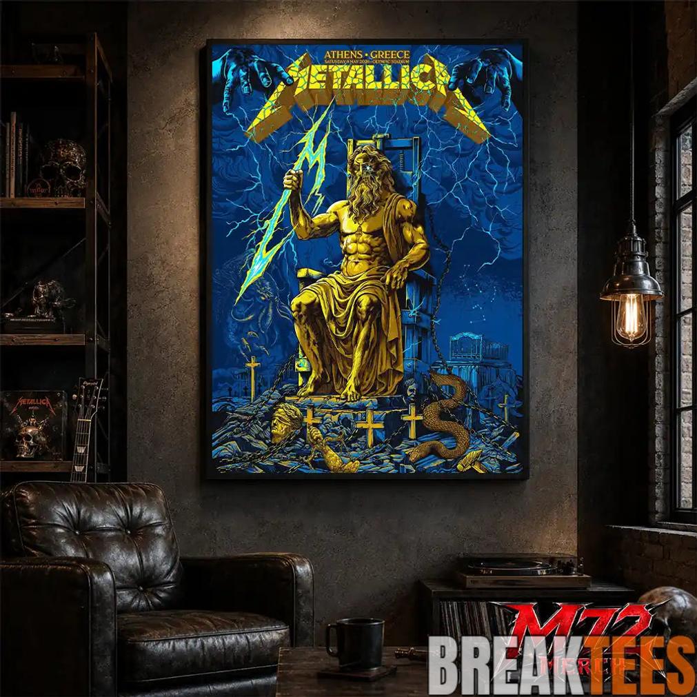 Metallica World Tour M72 May 9 2026 Athens Greece Olympic Stadium Zeus Thunder Poster Canvas
