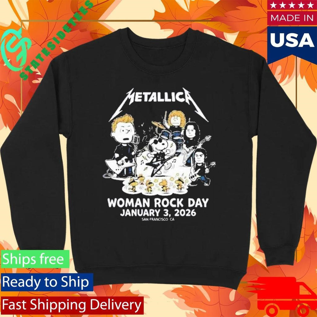 Metallica x Peanuts Women Rock Day 2026 On January 3 2026 San Francisco CA Shirt