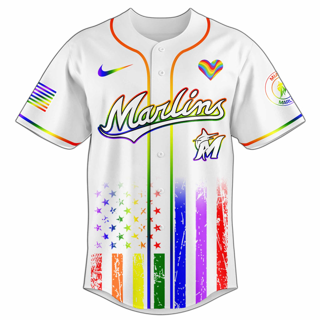Miami Marlins Happy Pride Month Baseball Jersey