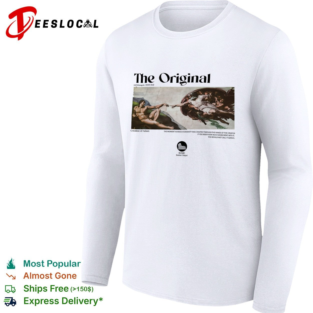 Michelangelo the original 1508 1512 Creation of Adam painting shirt