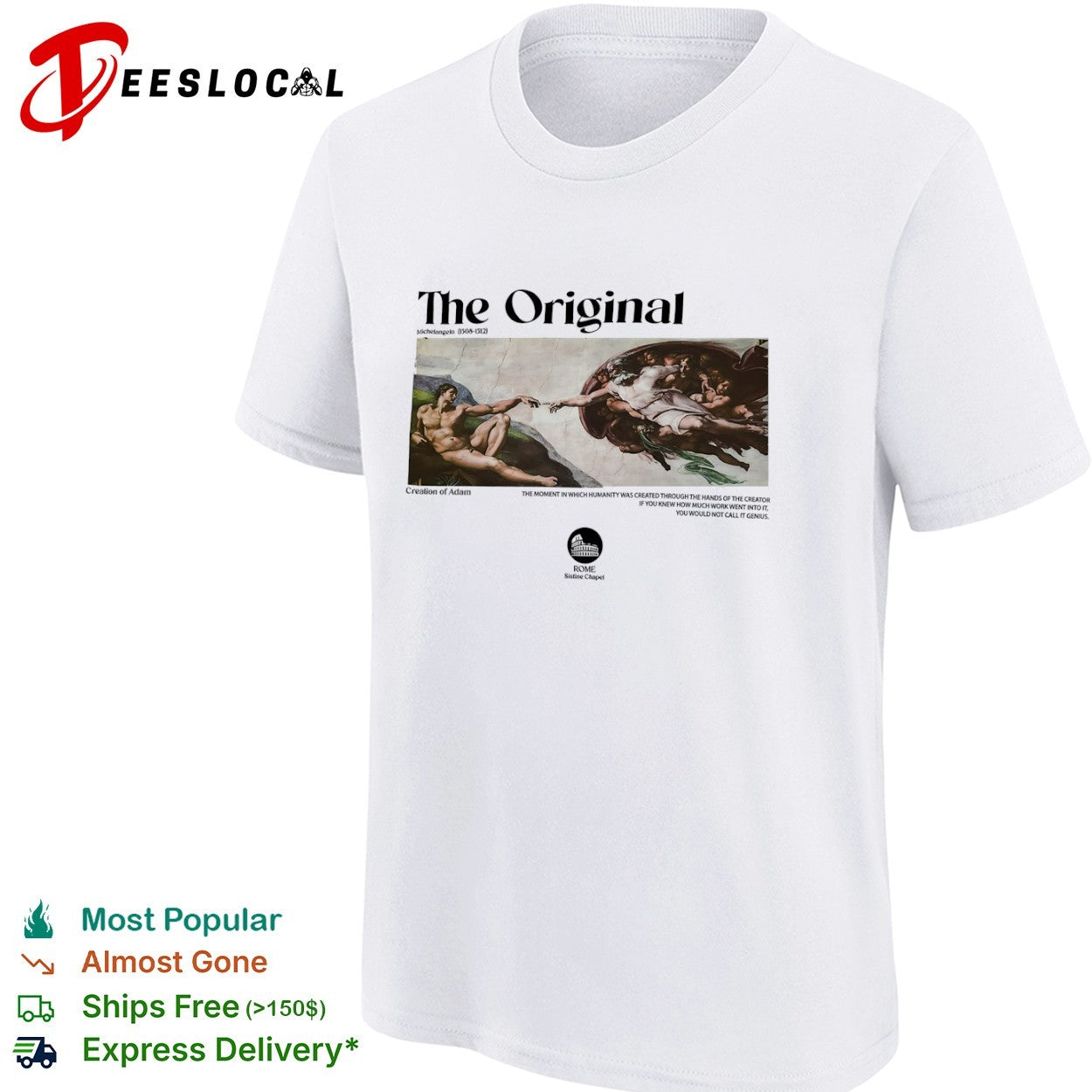 Michelangelo the original 1508 1512 Creation of Adam painting shirt