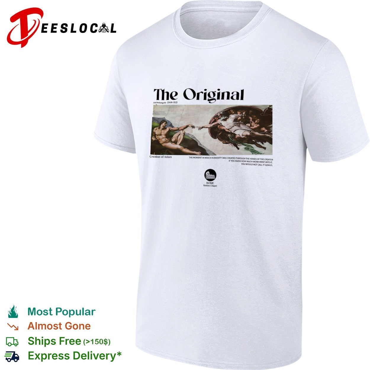 Michelangelo the original 1508 1512 Creation of Adam painting shirt