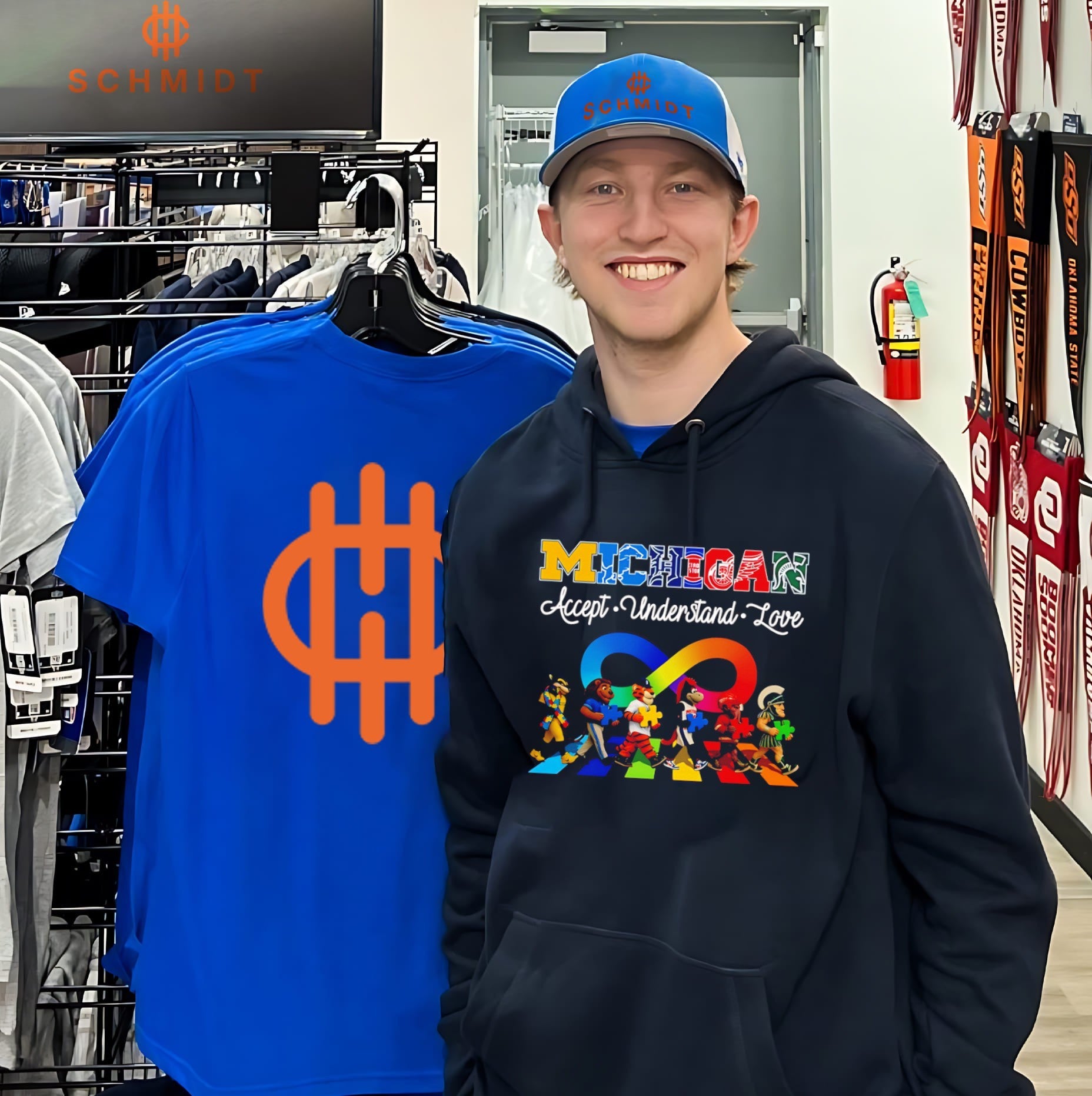 Michigan Accept Understand Love Autism Awareness Mascot Team shirt