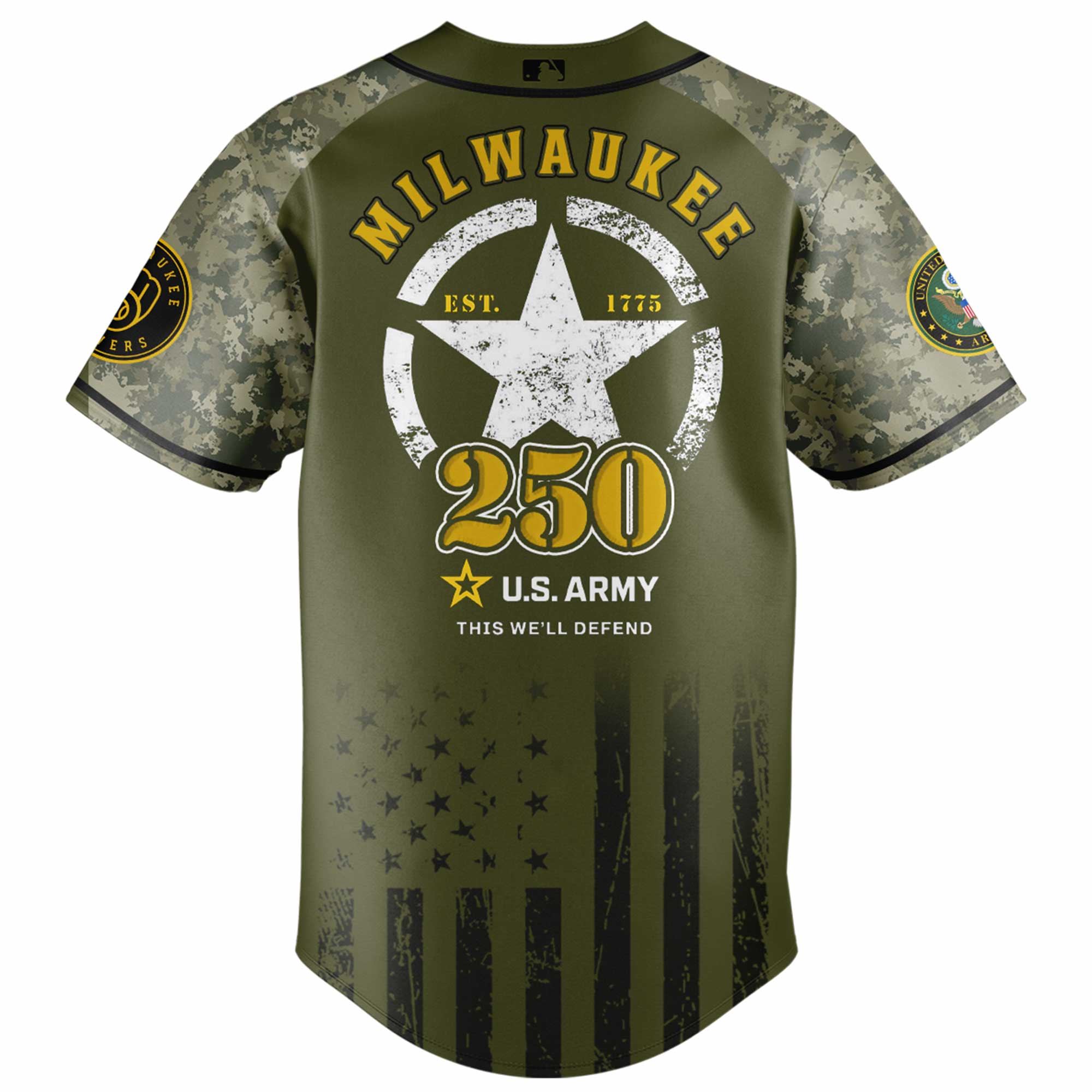 Milwaukee Brewers MLB 250th anniversary US Army Jersey