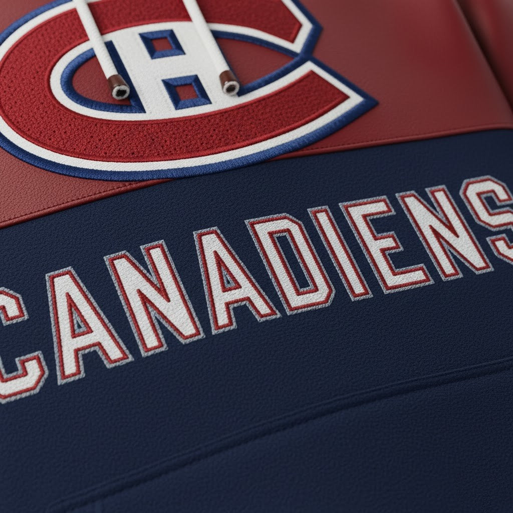 Montreal Canadiens Faux Leather Sleeve NHL Pullover 2025 Hoodie