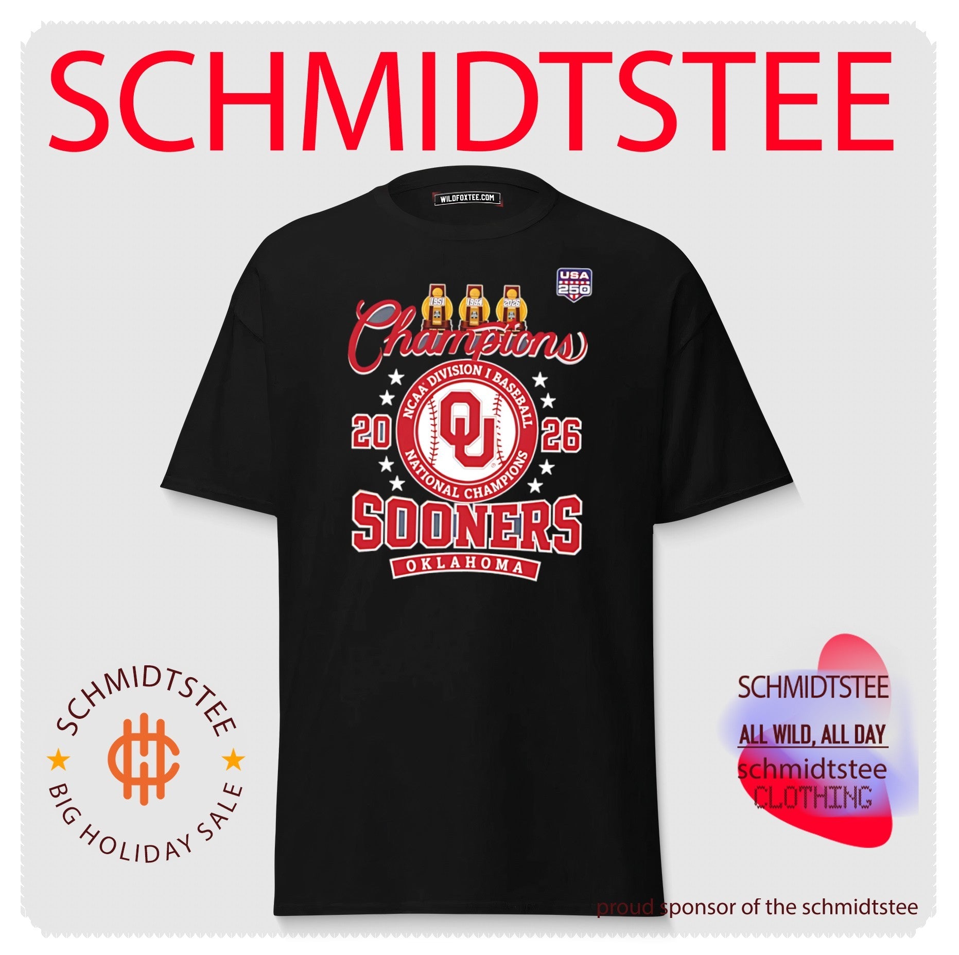 NCAA Division I Baseball Oklahoma Sooner three times Champions shirt