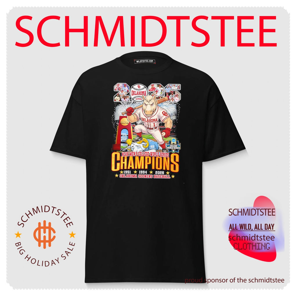 NCAA Men’s College World Series Champions 1951 1994 2026 Oklahoma Sooners Baseball mascot shirt