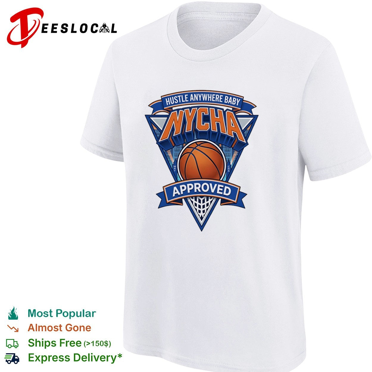 NYCHA Hustle Anywhere Baby Approved basketball New York City shirt