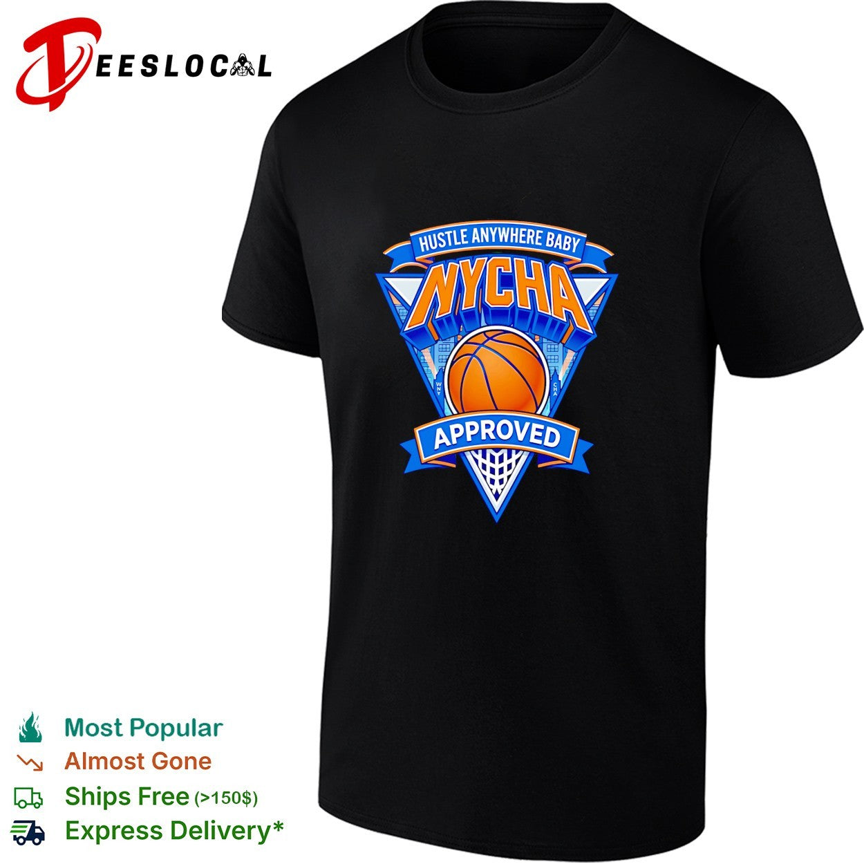 NYCHA hustle anywhere baby approved basketball shirt