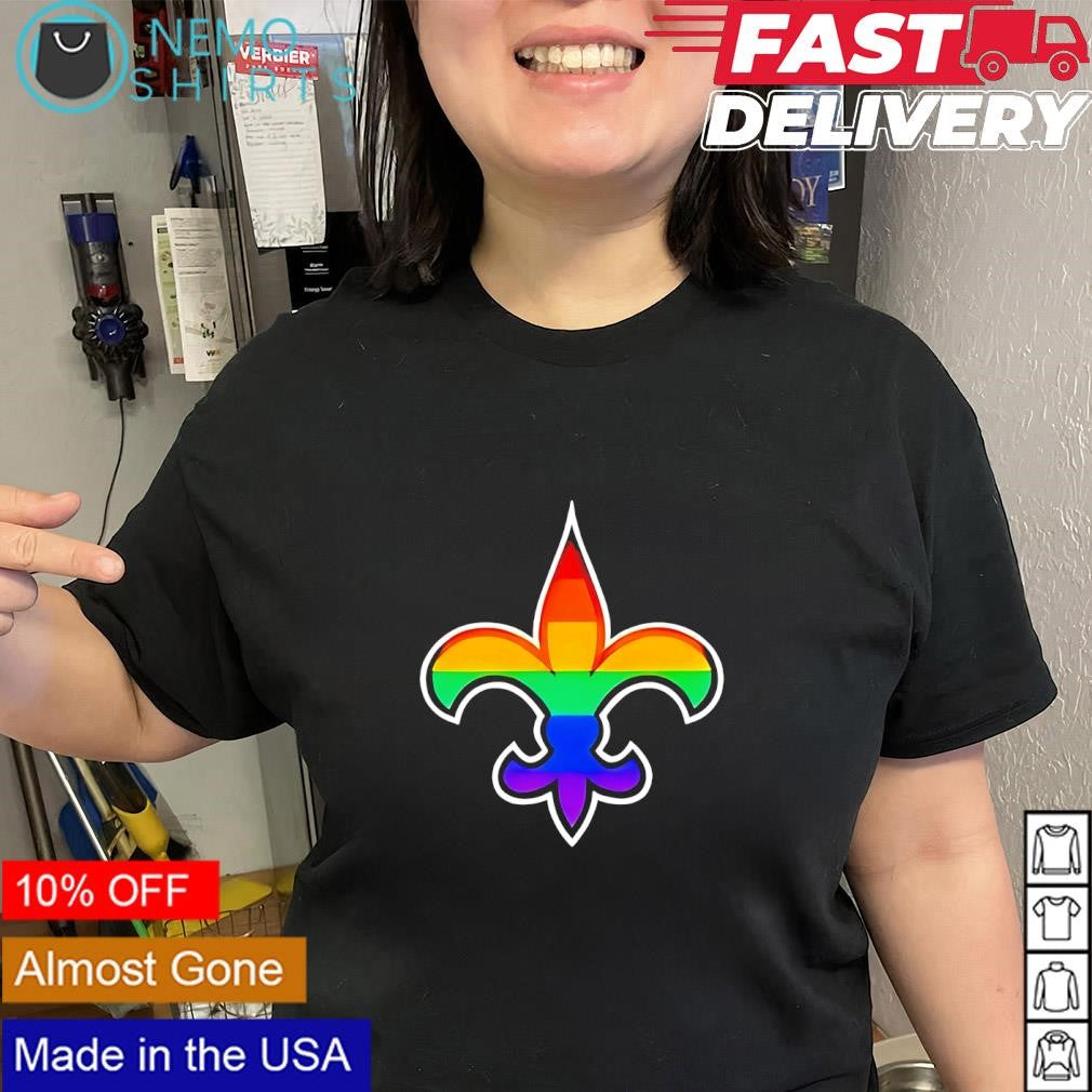 New Orleans Saints Pride Fleur de Lis Rainbow LGBTQ inclusion logo shirt