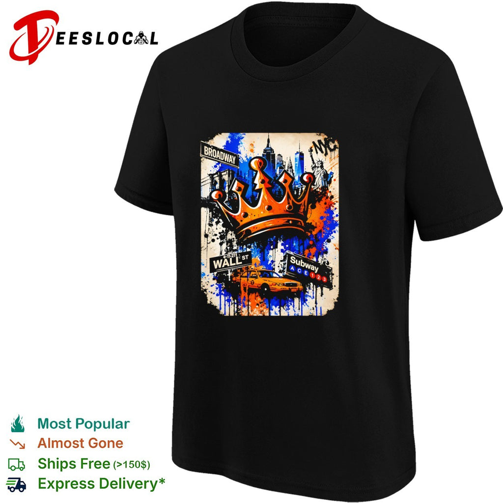 New York City Broadway Wall St graffiti crown subway ACE 123 NYC shirt
