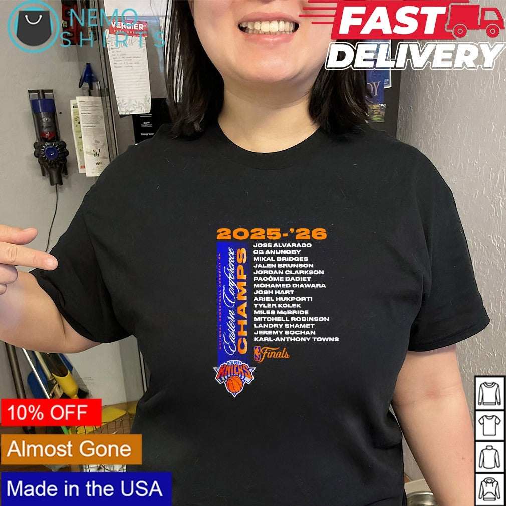 New York Knicks 2025 26 Eastern Conference champs players names roster shirt