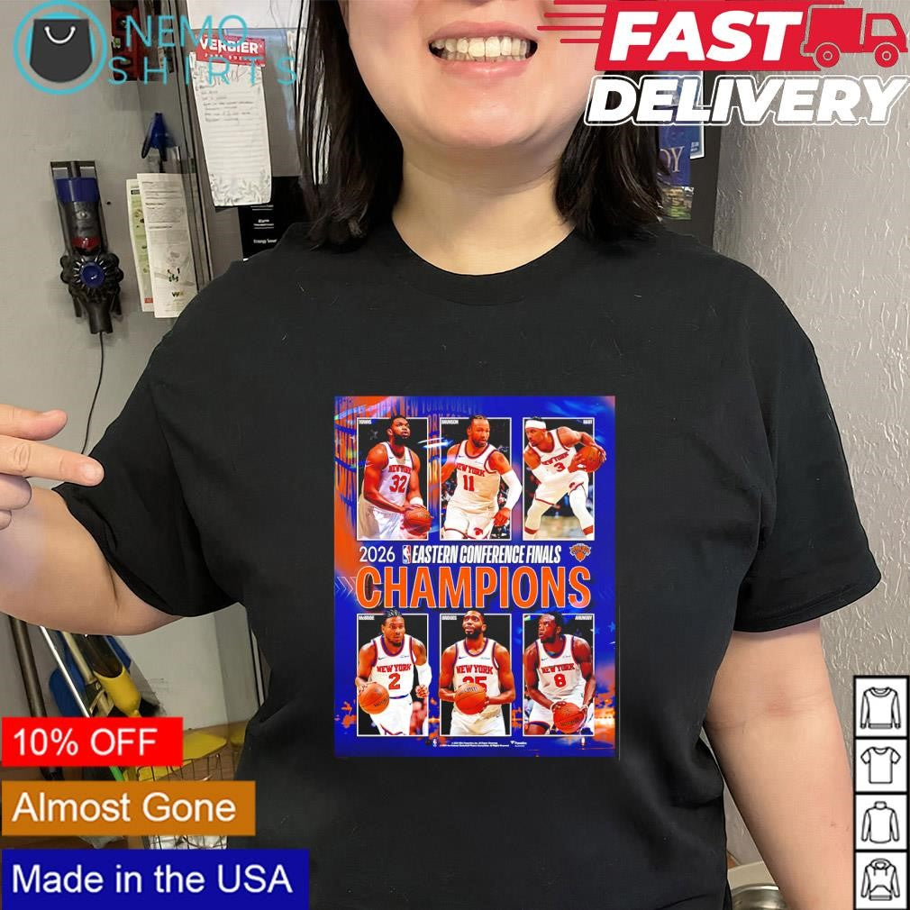 New York Knicks 2026 NBA Eastern Conference Finals Champions collage spotlight shirt