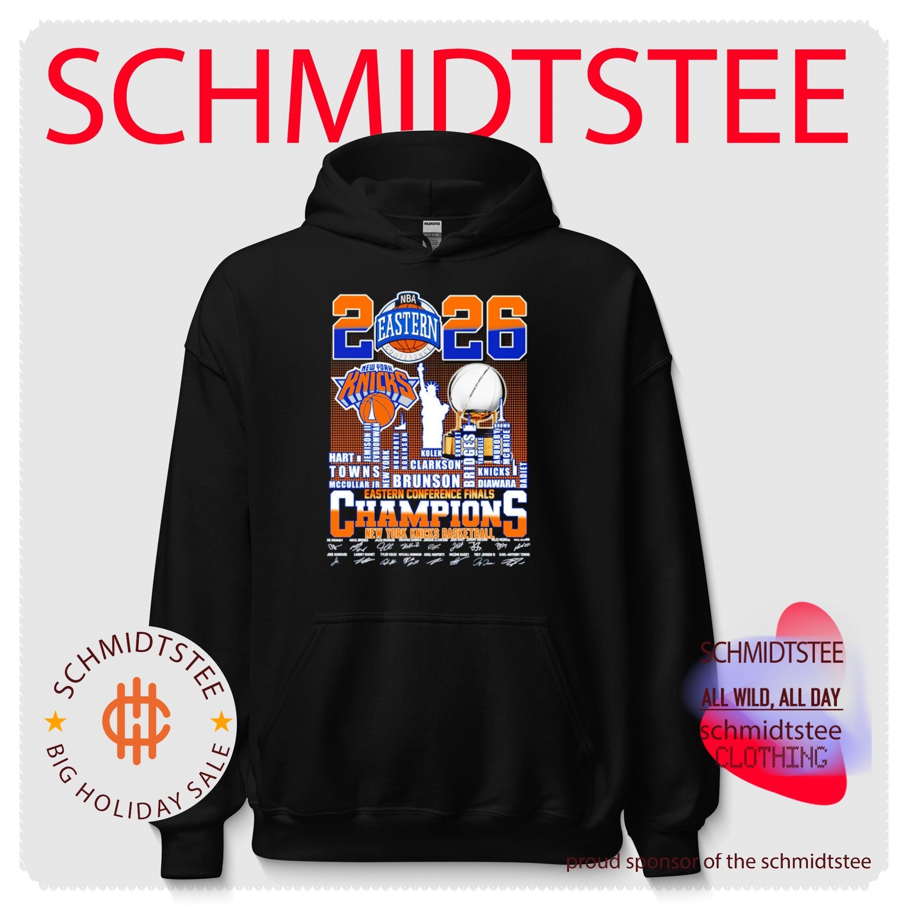 New York Knicks Basketball Eastern Conference Champions 2026 skyline signatures shirt