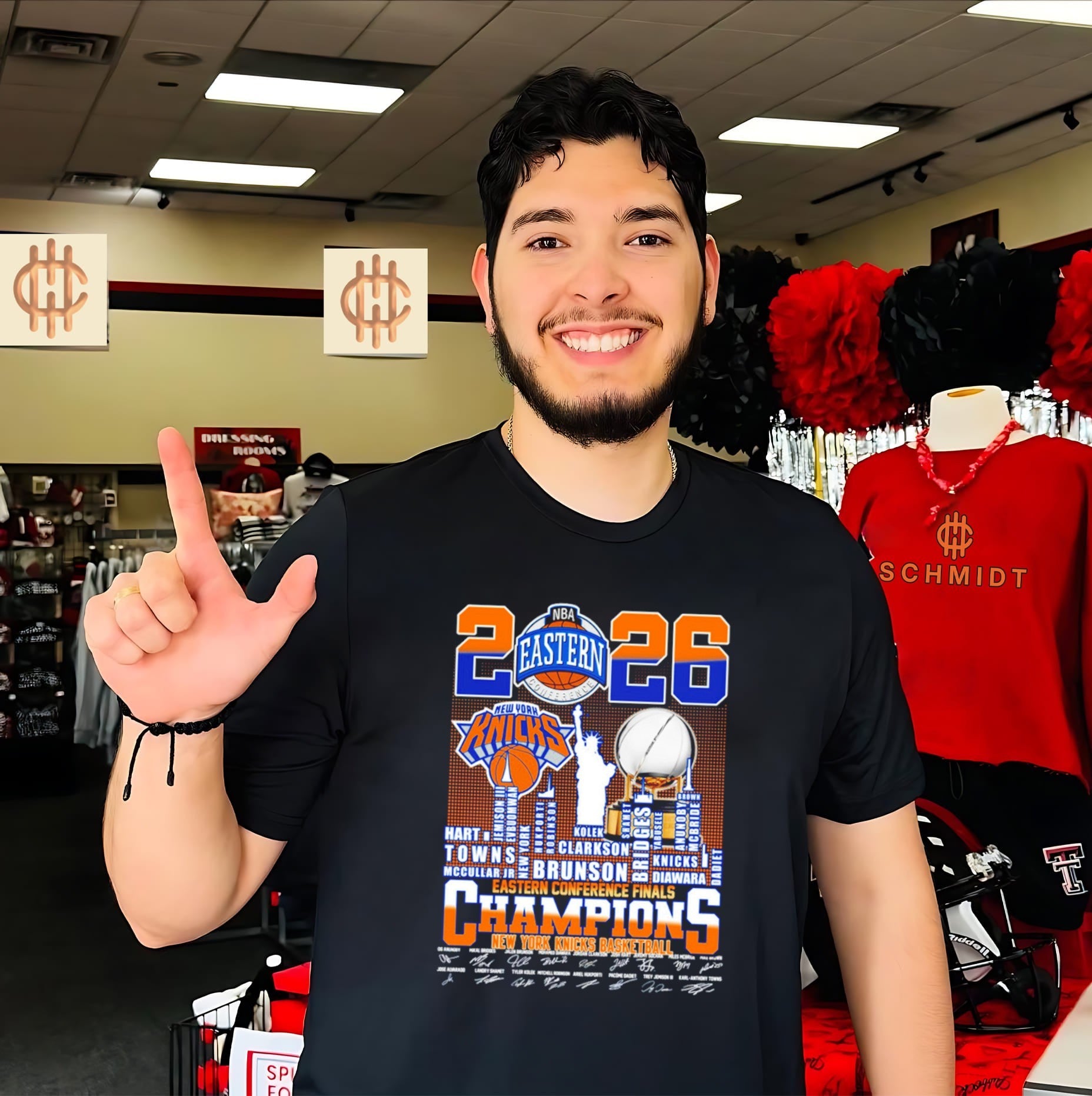 New York Knicks Basketball Eastern Conference Champions 2026 skyline signatures shirt