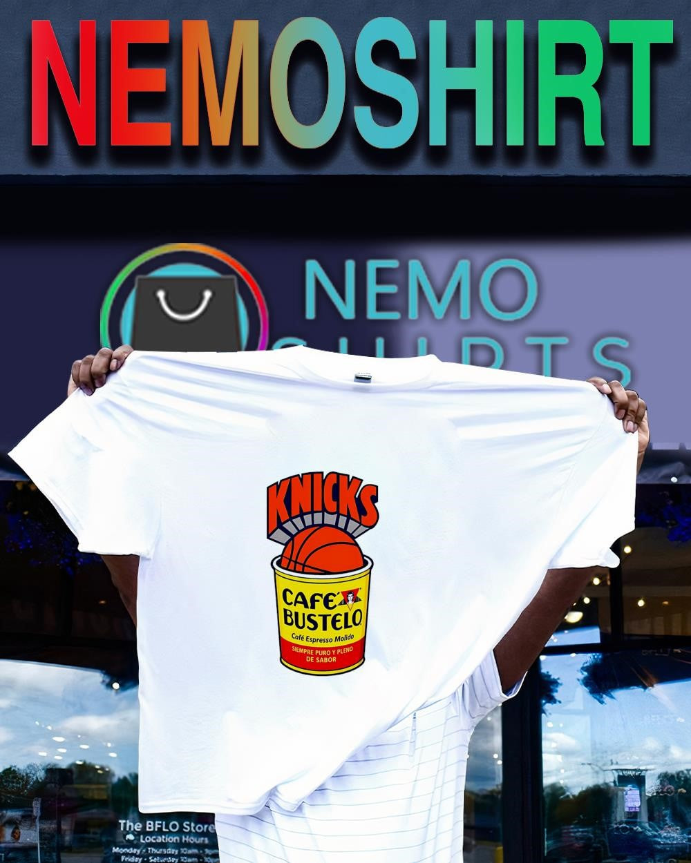 New York Knicks Cafe Bustelo logo shirt