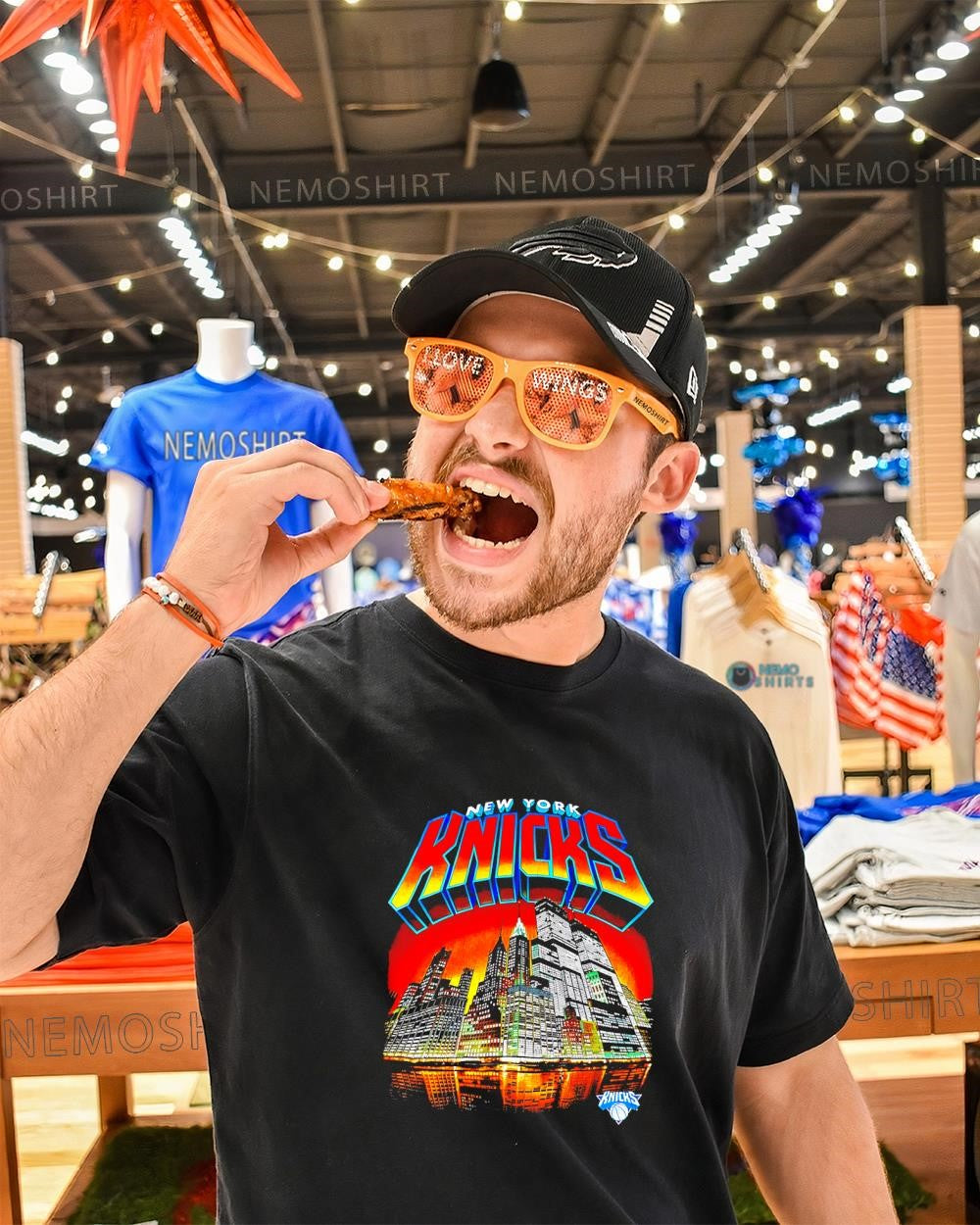 New York Knicks city skyline around shirt