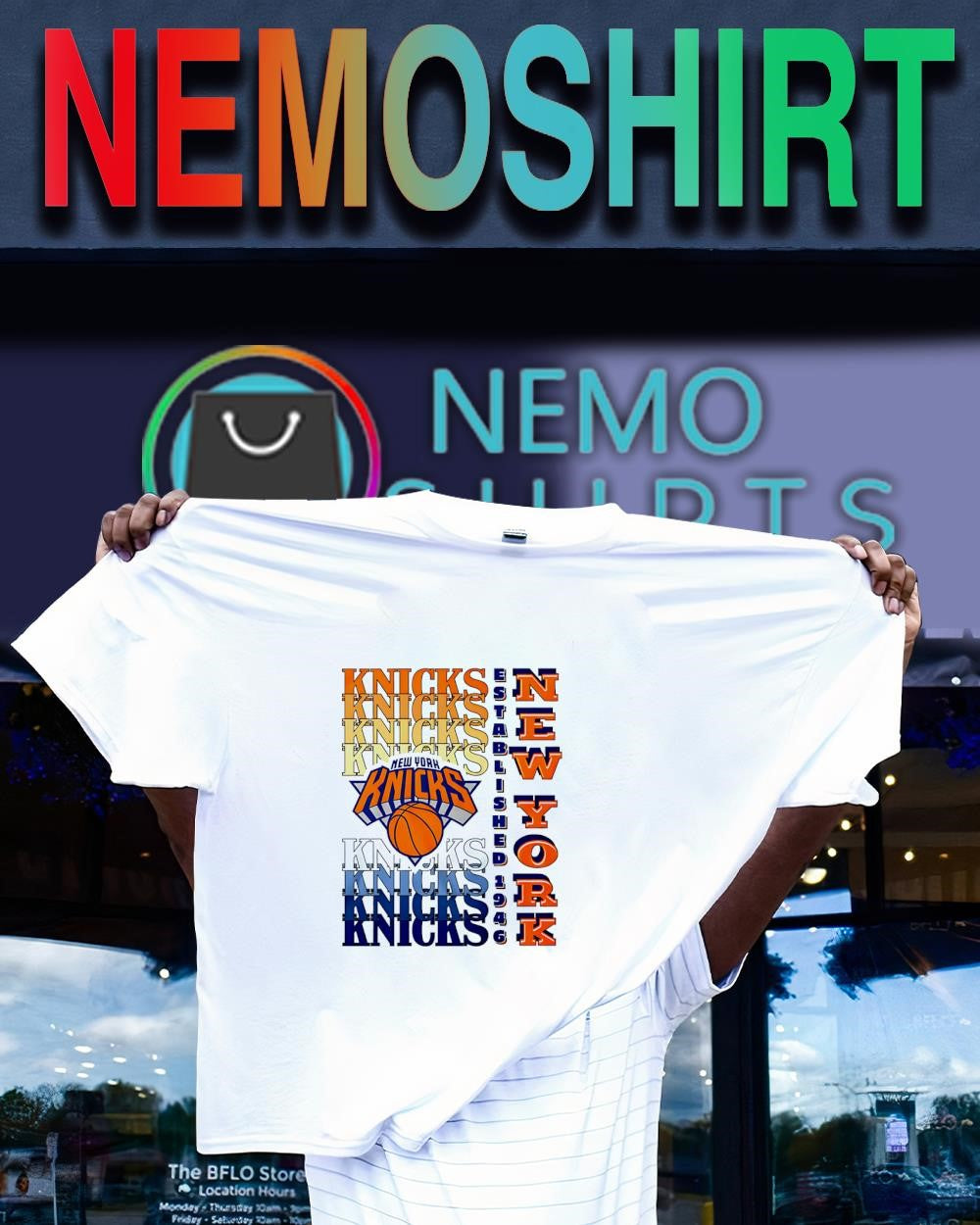 New York Knicks gradient wordmark logo shirt