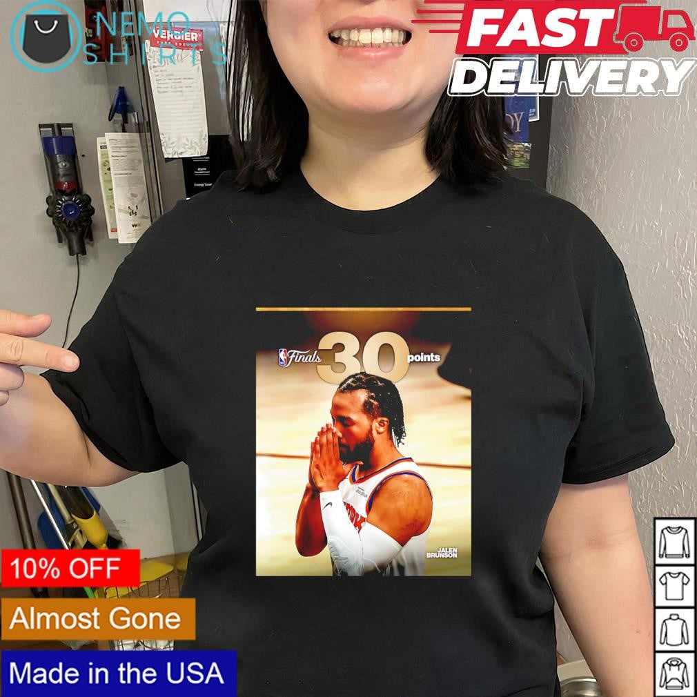 New York Knicks guard Jalen Brunson 30 points debut 2026 NBA Finals shirt