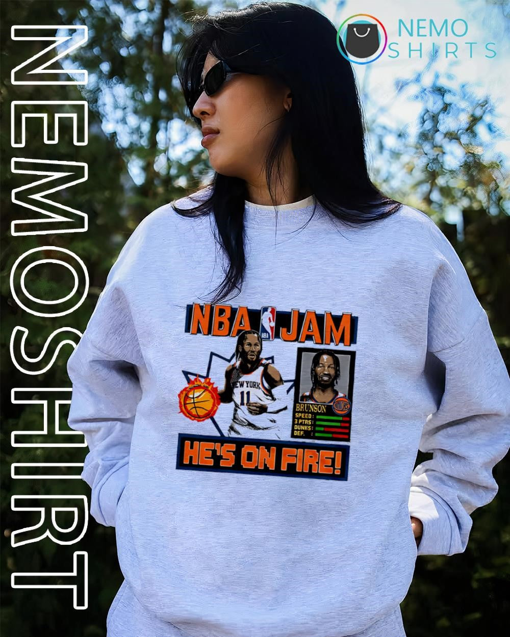 New York Knicks player Jalen Brunson NBA Jam he’s on fire shirt