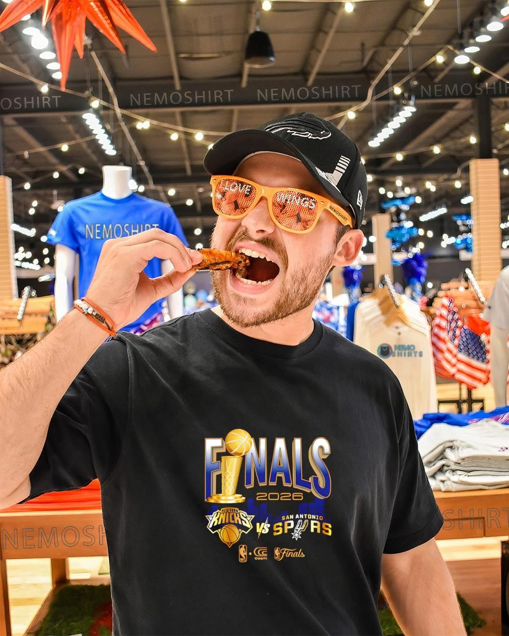 New York Knicks vs. San Antonio Spurs 2026 NBA Finals matchup trophy graphic shirt