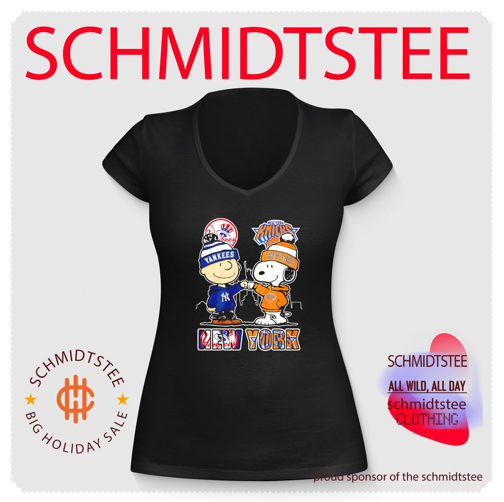New York Yankees and New York Knicks Charlie Brown and Snoopy shirt
