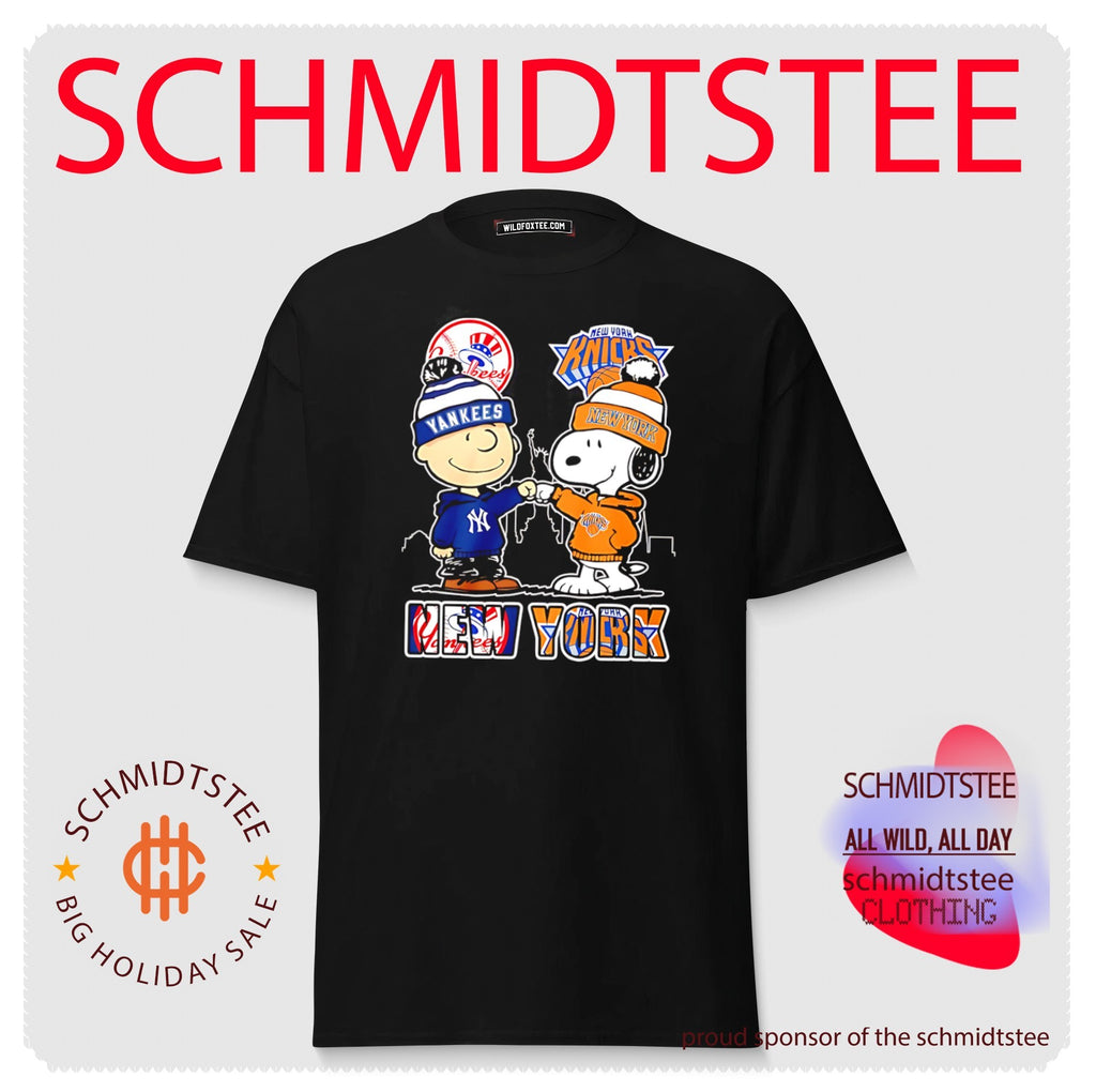 New York Yankees and New York Knicks Charlie Brown and Snoopy shirt