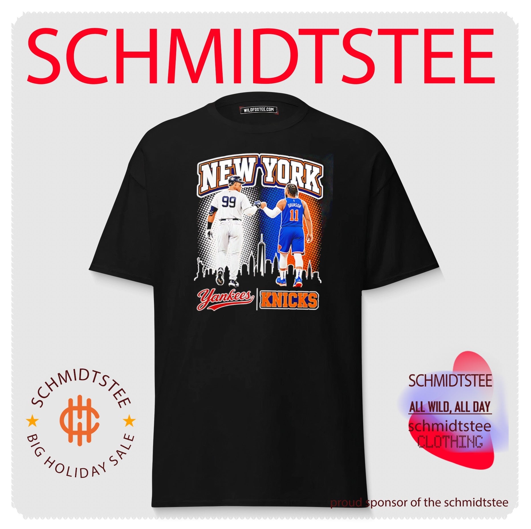 New York Yankees and New York Knicks skyline graphic shirt